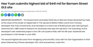 Hao-Yuan-submits-highest-bid-of-$441m-for-bernam-street